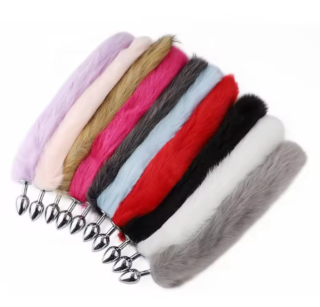 Soft Faux Fur Tail Plug – Sensory Teasing Accessory with Metal Base