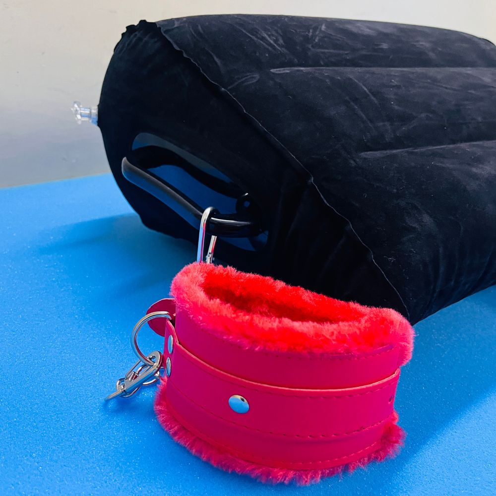 Inflatable Pillow With Handcuffs for Lovemaking