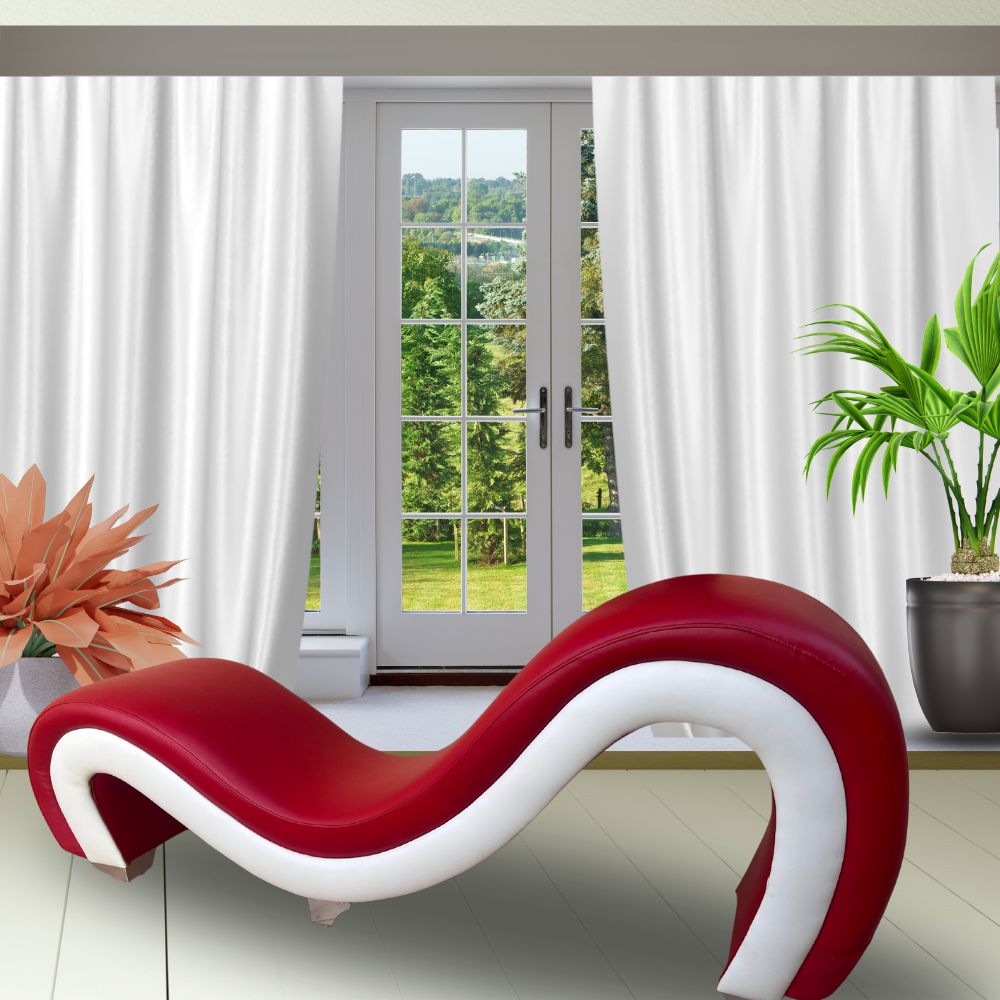 Ligneous Premium Leatherette Tantra Couch (Red & White) -Love couch-Tantra Couch - Premium Yoga Couch – Ergonomic Curved Sofa with Balanced Alignment | Luvottica