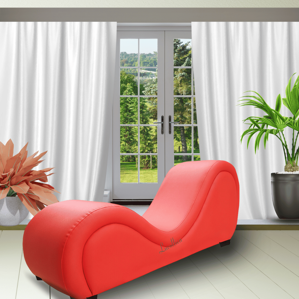 Exotic Red Leatherette Elite Kamasutra Chair – Contoured Support Sofa with Multi-Level Design | Luvottica