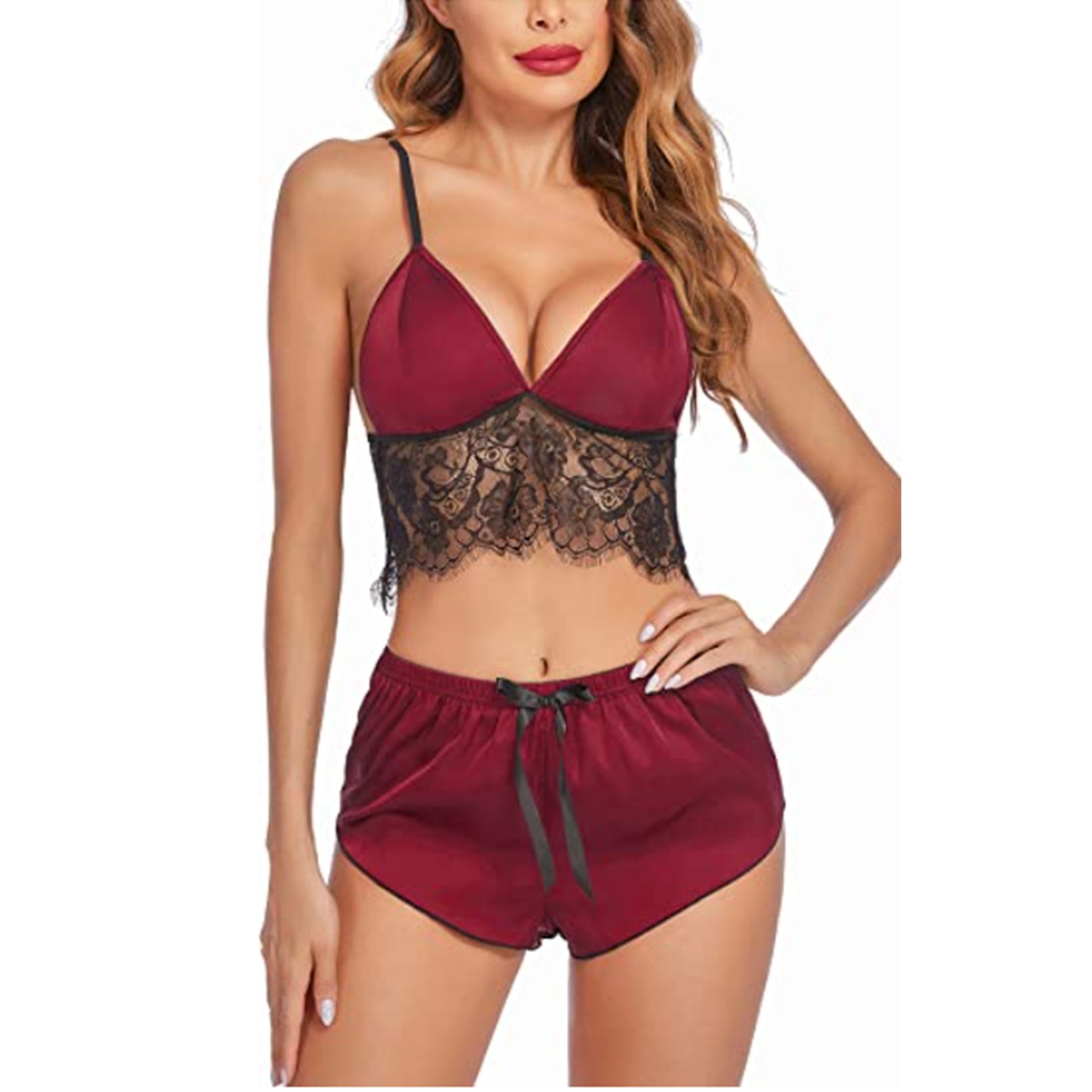Satin Serenade: The Ultimate Lace & Silk Shortie Set