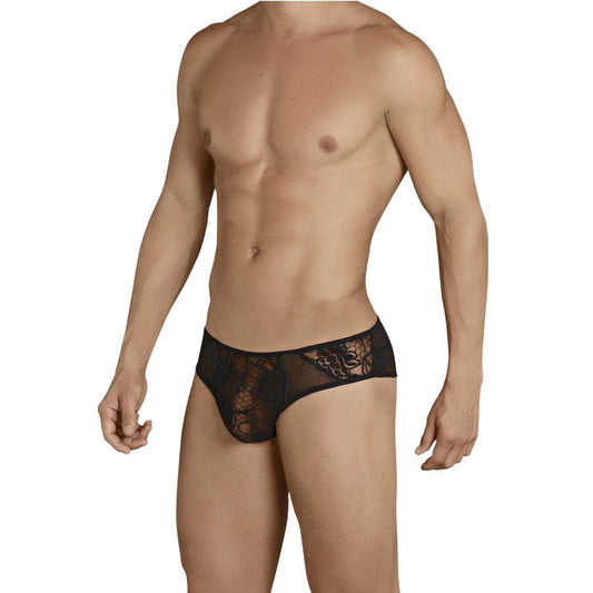 Men's Power Net + Lace Fabric Brief Underwear - Black, Red, Royal Pink