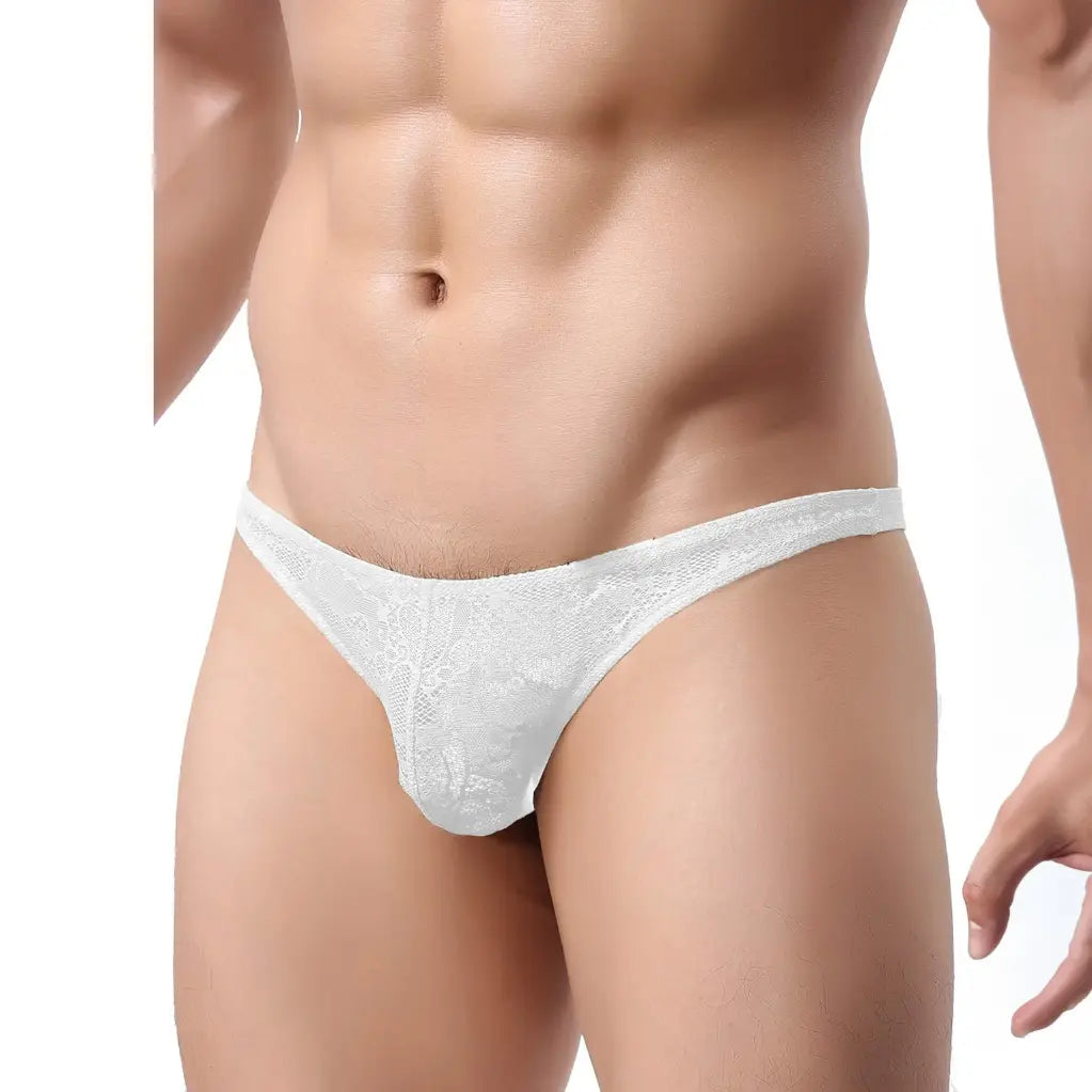 Men's Lycra Lace Free Size Brief Underwear - Black, Red, Light Pink, White