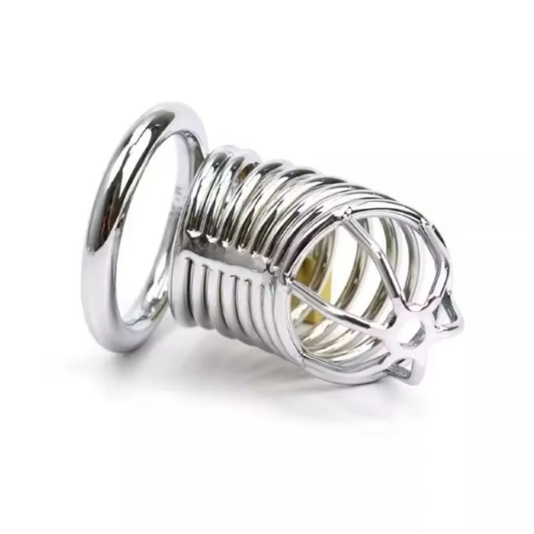 Luv Stainless Steel Guard Male Chastity Cage - with Secure Lock