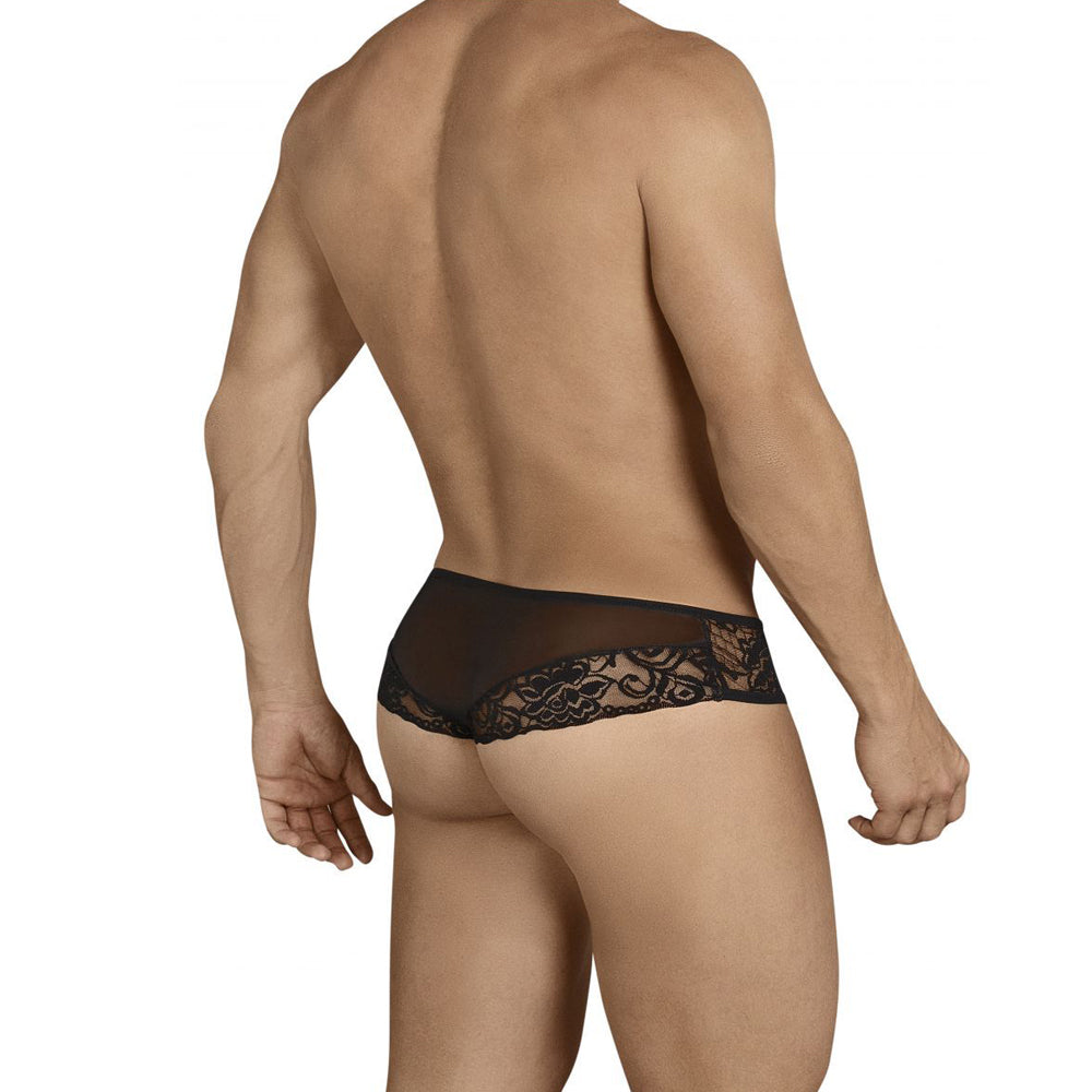 Men's Power Net + Lace Fabric Brief Underwear - Black, Red, Royal Pink