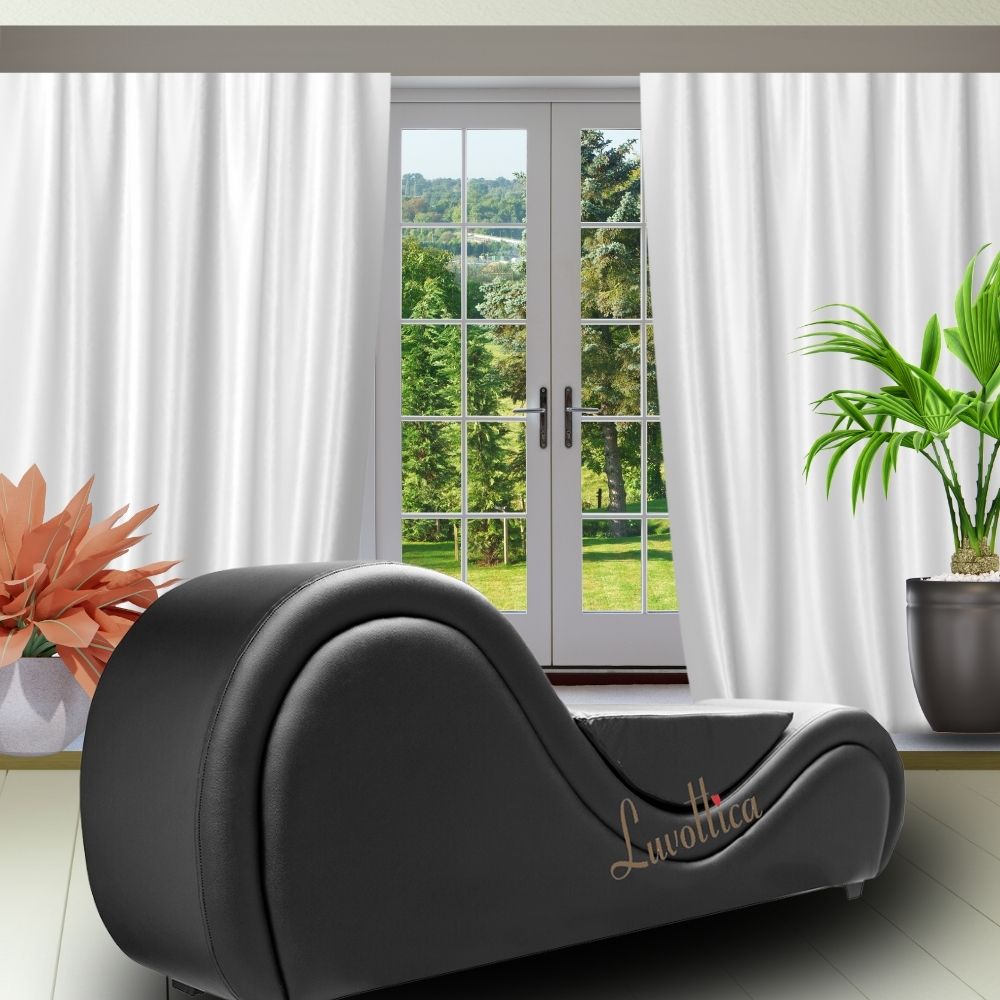 Black Tantra Chaise  with Center Cushion – Premium Stylish Couch, Sculpted Curve Sofa with Enhanced Support | Luvottica