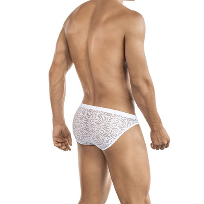 Men's White Microfiber + Lace Fabric Brief Underwear