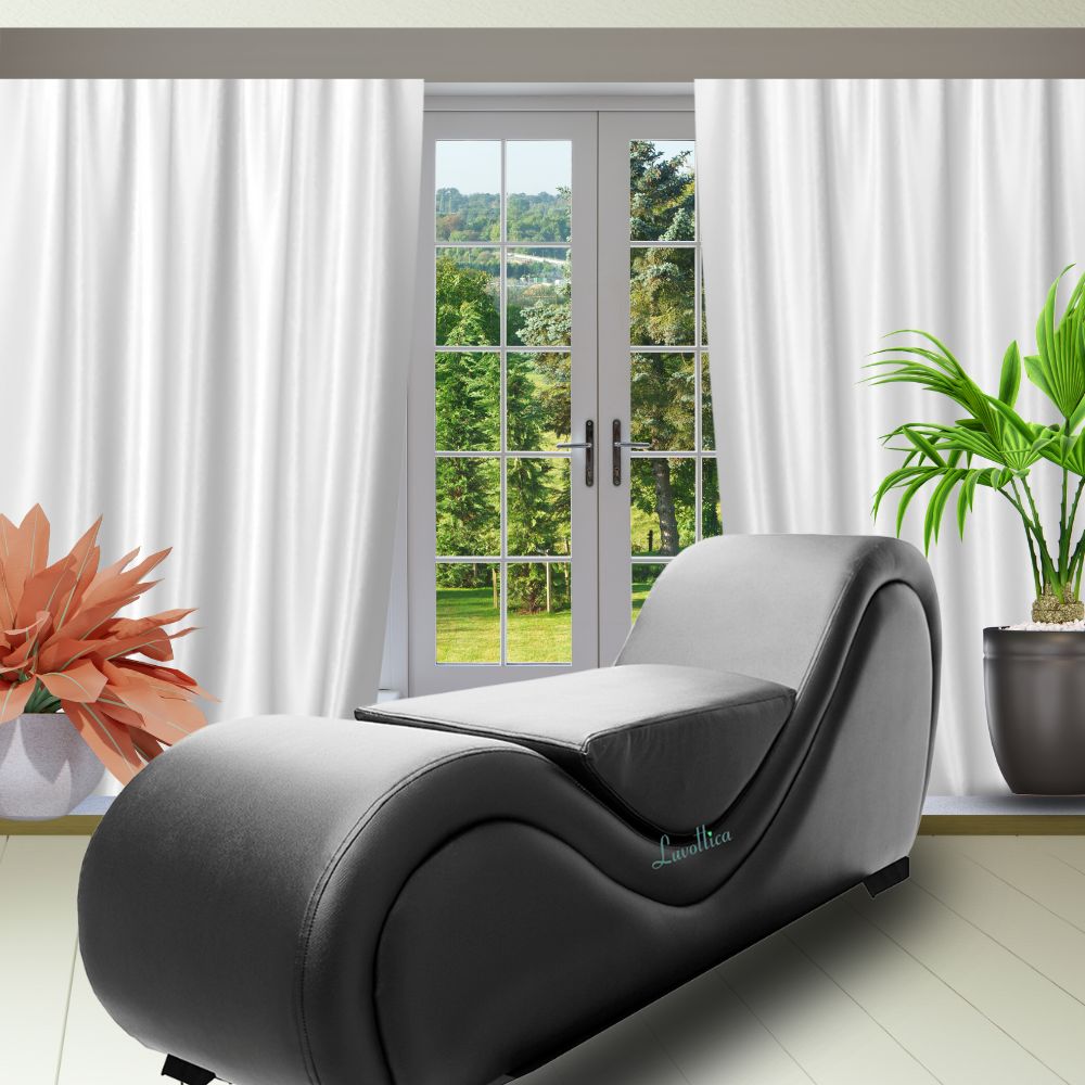 Black Tantra Chaise  with Center Cushion – Premium Stylish Couch, Sculpted Curve Sofa with Enhanced Support | Luvottica