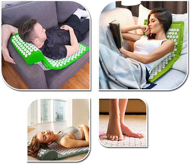 Acupressure Mat and Pillow Set for Pain Relief and Muscle Relaxation(Orange)