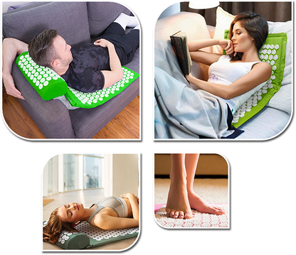 Acupressure Mat and Pillow Set for Pain Relief and Muscle Relaxation(Orange)