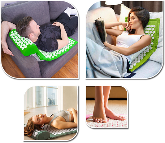 Acupressure Mat and Pillow Set for Pain Relief and Muscle Relaxation(Black)