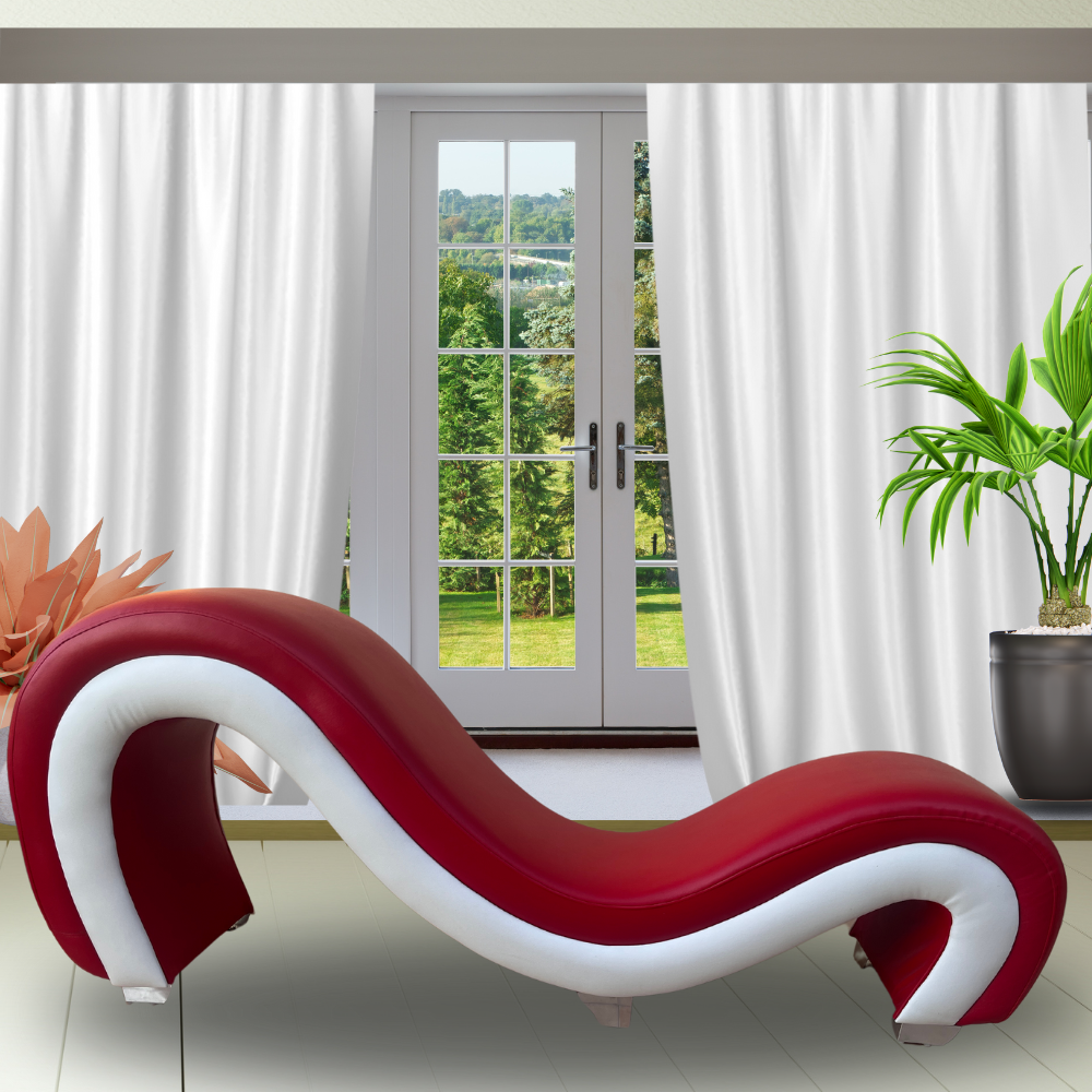 Ligneous Premium Leatherette Tantra Couch (Red & White) -Love couch-Tantra Couch - Premium Yoga Couch – Ergonomic Curved Sofa with Balanced Alignment | Luvottica