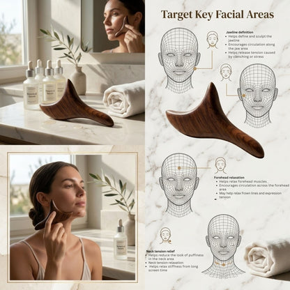 Handcrafted Wooden Gua Sha Massage Tool – Natural Face & Body Sculpting Massager