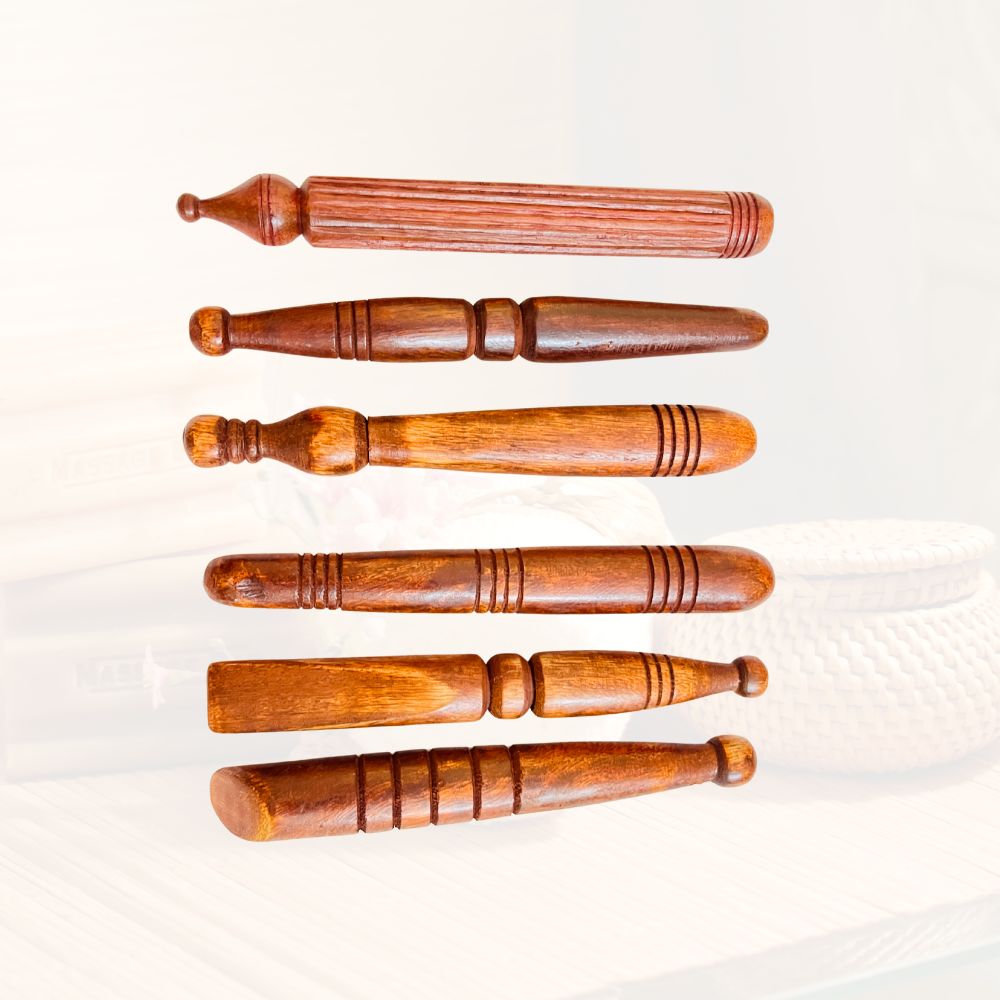 Wooden Thai Acupressure Massager Set of 6 – Full Body Relaxation & Pain Relief