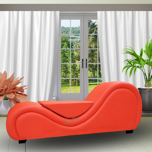 Exotic Red Lovemaking Chair with Centre Cushion – Designer Curve Sofa for Stability and Comfort | Luvottica