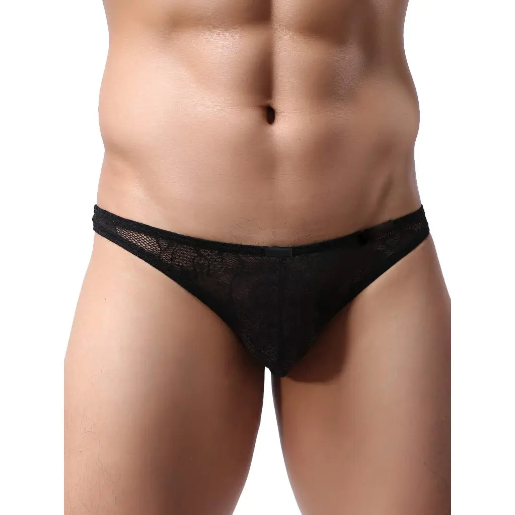 Men's Lycra Lace Free Size Brief Underwear - Black, Red, Light Pink, White
