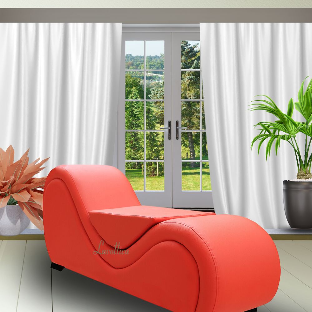 Exotic Red Lovemaking Chair with Centre Cushion – Designer Curve Sofa for Stability and Comfort | Luvottica
