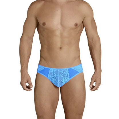Men's Power Net + Lace Fabric Brief Underwear - Black, Red, Royal Pink
