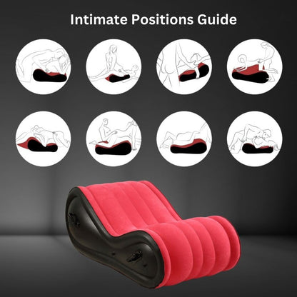 Red & Black Inflatable Couch (Includes Pump + Handcuffs) – Sculpted Curve Sofa with Enhanced Support | Luvottica