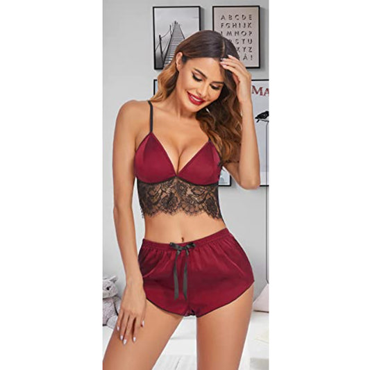 Satin Serenade: The Ultimate Lace & Silk Shortie Set