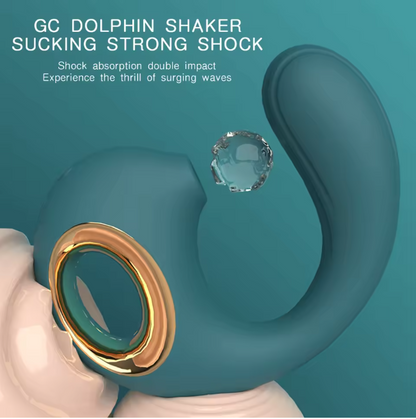 Luv Dolphin Silicone Massager Dual Action Air Pulse & Vibration