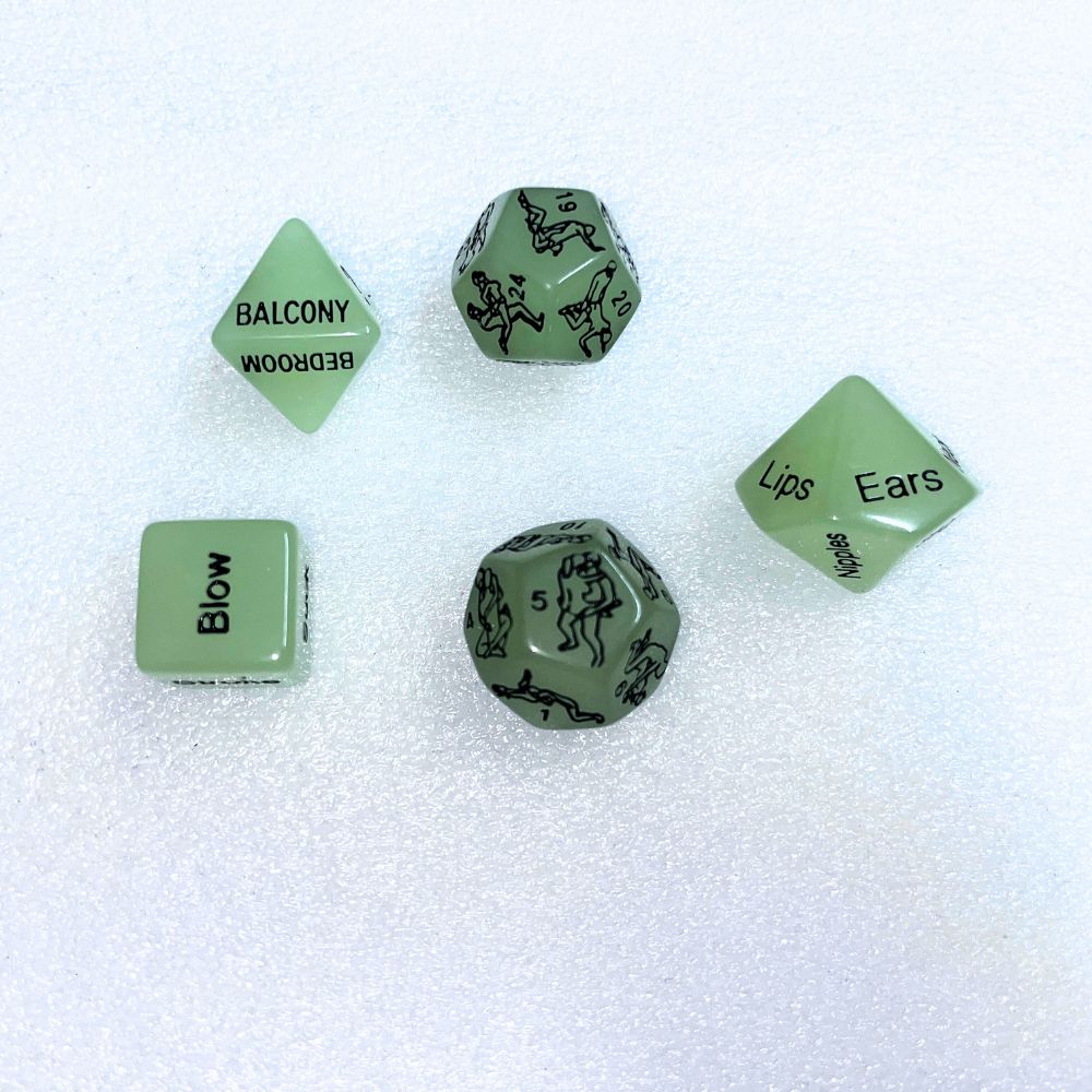 5 Piece Erotic Luminous Love Dice Set – Glow in the Dark Fun for Couples