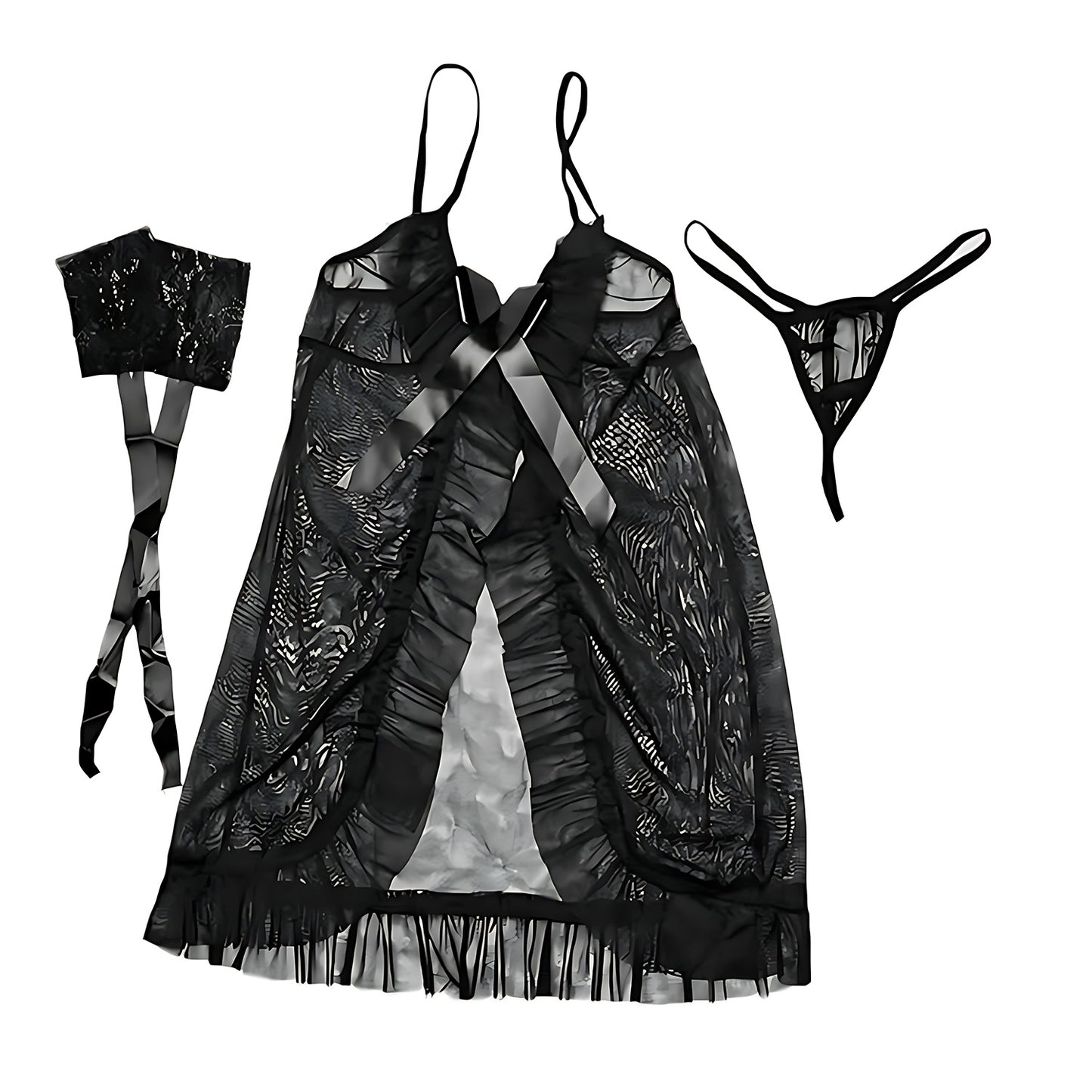 Enchanting Ruffled Front Split Babydoll Set