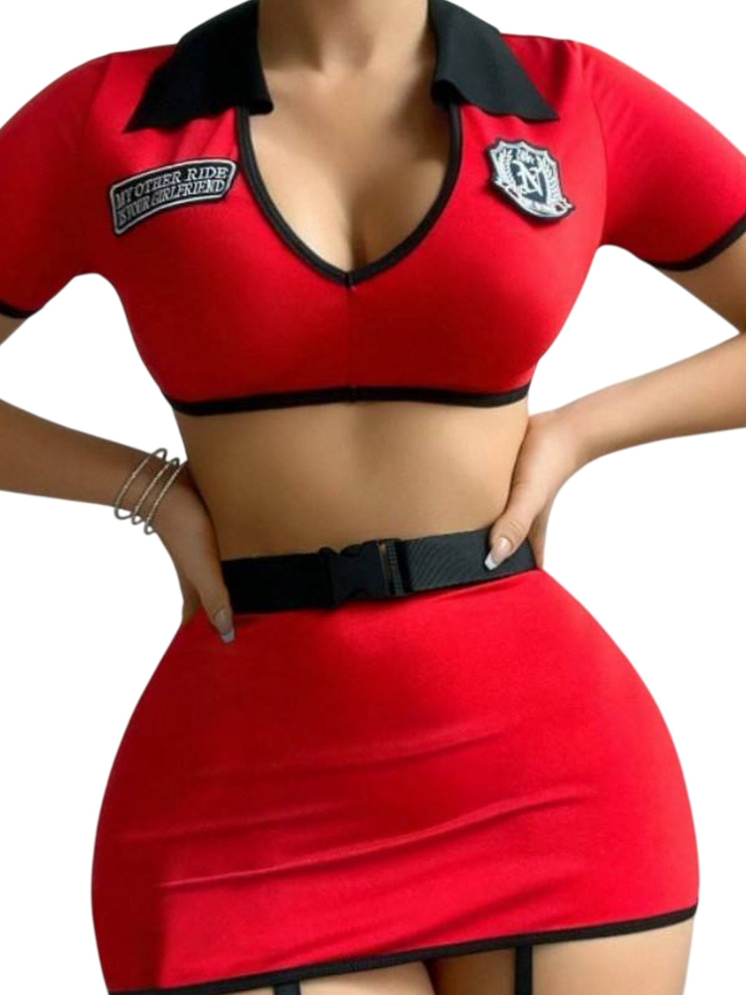 Sexy Police Roleplay Costume Mini Dress with Garter