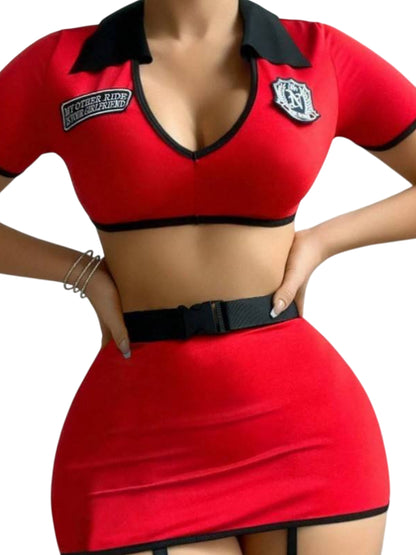 Sexy Police Roleplay Costume Mini Dress with Garter