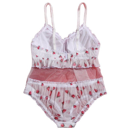 Sexy Strawberry Sheer Lingerie Set for Women