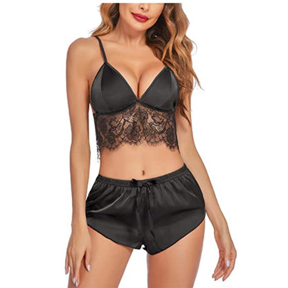 Satin Serenade: The Ultimate Lace & Silk Shortie Set