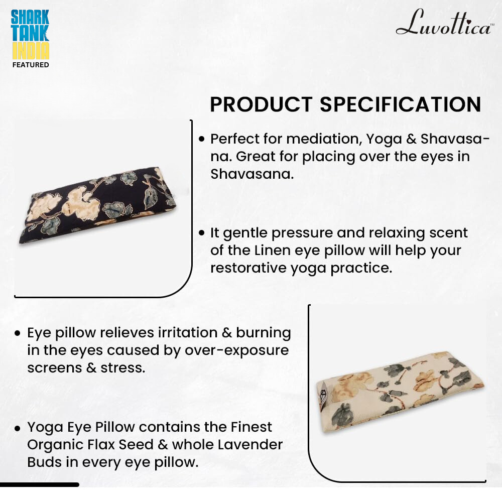 Yoga Eye Pillow, enriched with Lavender & Flax Seeds | Pure Linen Fabric