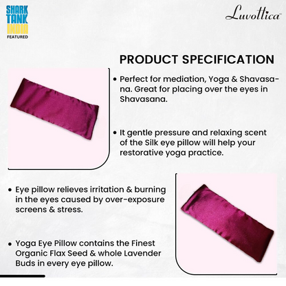 Yoga Eye Pillow, enriched with Lavender & Flax Seeds |  Silk Fabric