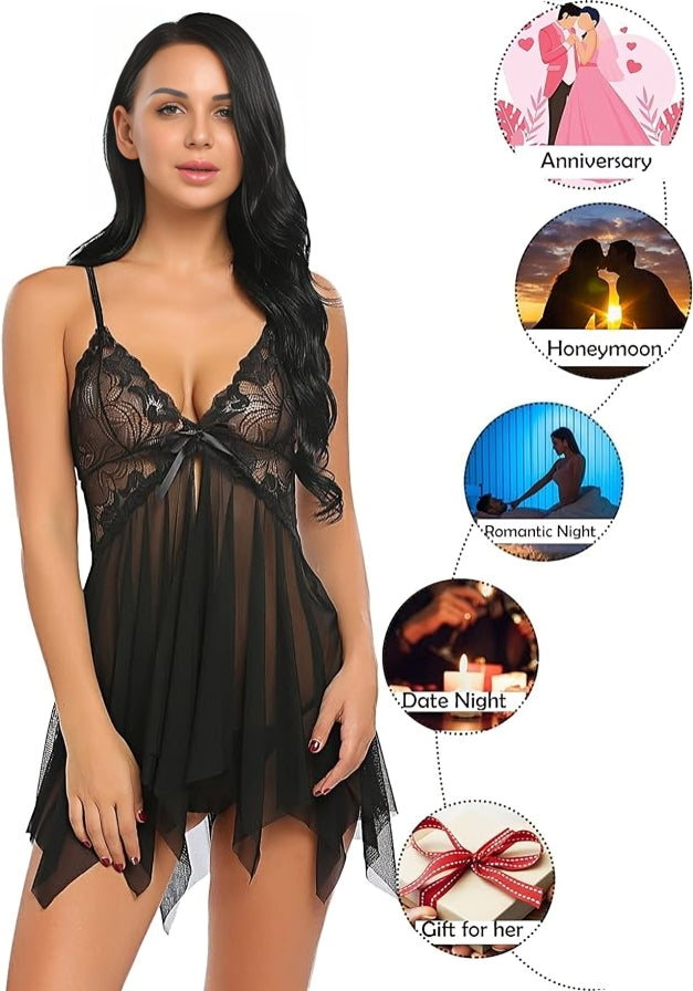 Lace Front Flyaway Babydoll