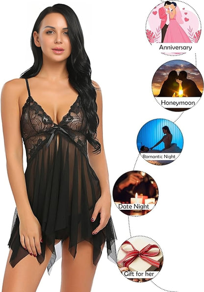 Lace Front Flyaway Babydoll