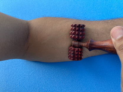 Wooden Spikes Acupressure Massager with Two Balls (Small Size)