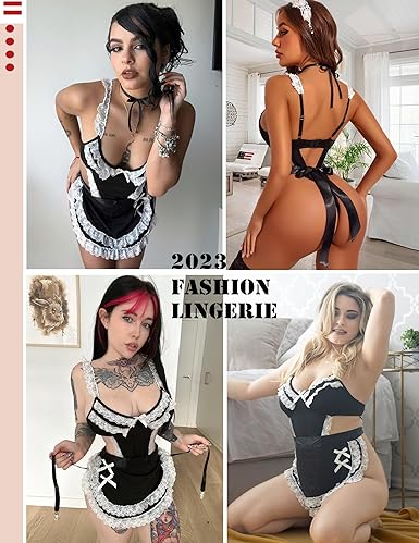 Lace Trimmed French Maid Babydoll