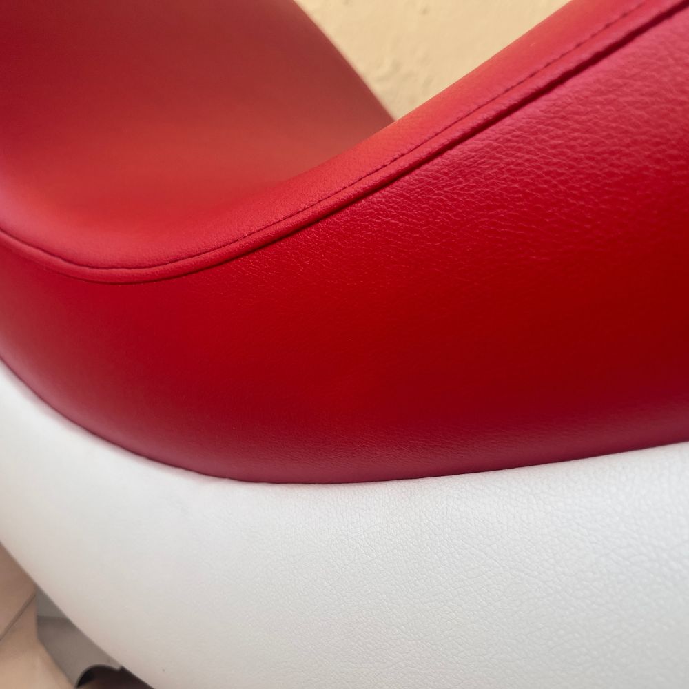 Ligneous Premium Leatherette Tantra Couch (Red & White) -Love couch-Tantra Couch - Premium Yoga Couch – Ergonomic Curved Sofa with Balanced Alignment | Luvottica
