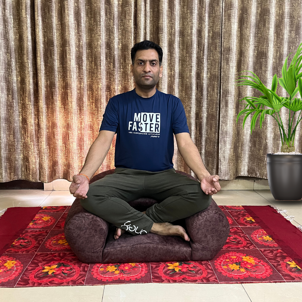 Luvottica Red Fabric Dhyanam Seat - Meditation Seat- Yoga Cushion