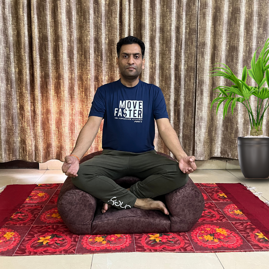 Luvottica Brown Fabric Dhyanam Seat - Meditation Seat- Yoga Cushion