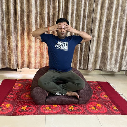 Grey Fabric Dhyanam Seat - Meditation Seat- Yoga Cushion