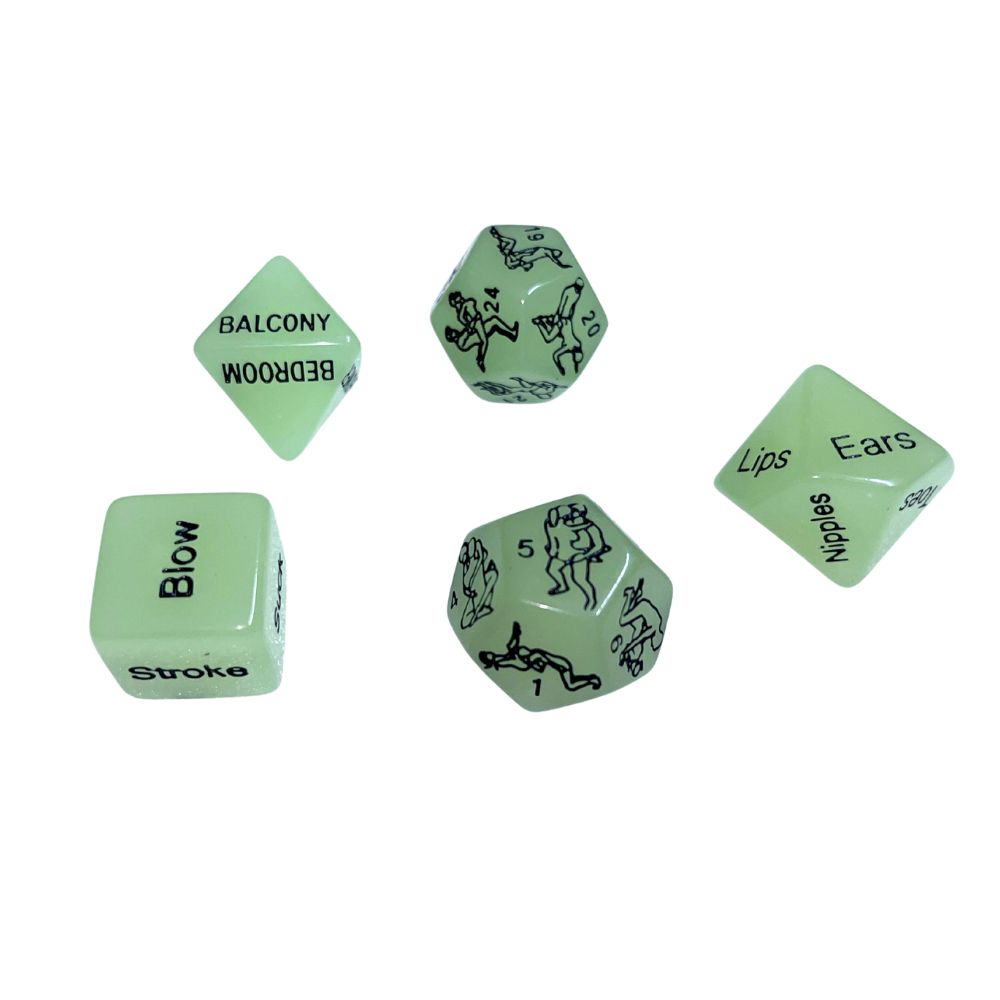 5 Piece Erotic Luminous Love Dice Set – Glow in the Dark Fun for Couples