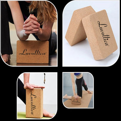 Cork Yoga Brick to Support, Improve & Strengthen Your Reach (Set of 2)