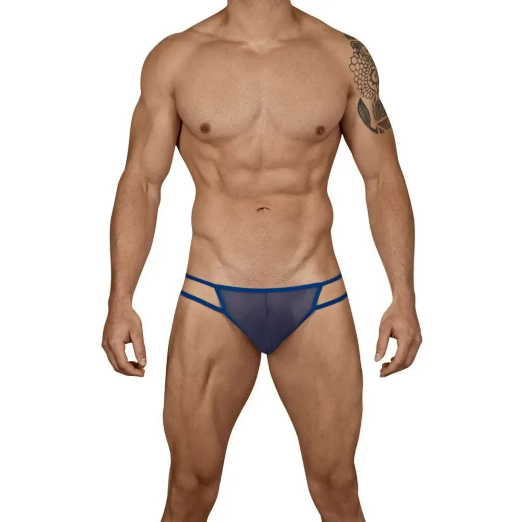 Men's Black and Red Power Net Thong Underwear
