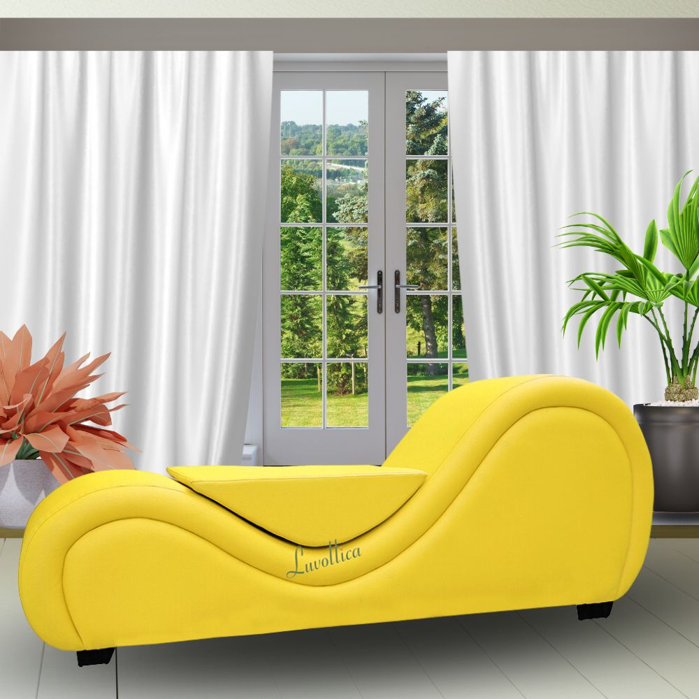 Elite Sunshine Yellow Tantra Sofa -Premium Stylish Couch with Center Cushion – Ergonomic Curved Sofa with Balanced Alignment | Luvottica