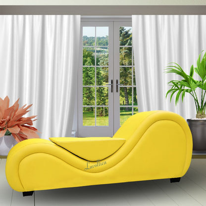 Elite Sunshine Yellow Tantra Sofa -Premium Stylish Couch with Center Cushion – Ergonomic Curved Sofa with Balanced Alignment | Luvottica