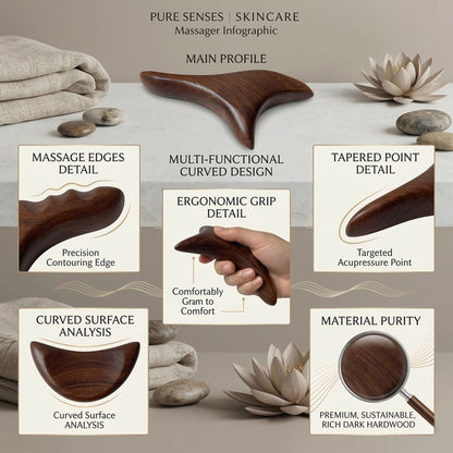 Handcrafted Wooden Gua Sha Massage Tool – Natural Face & Body Sculpting Massager