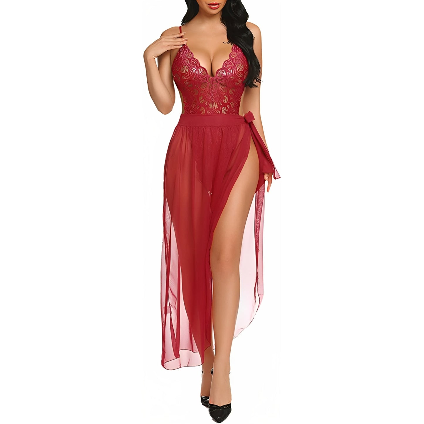 Lace & Mesh Wrap Babydoll