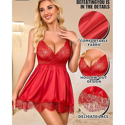 Satin & Scalloped Lace Babydoll