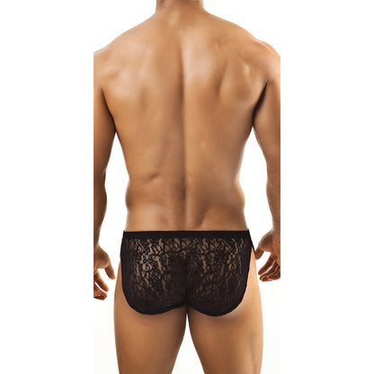 Men's Lace Fabric Brief Underwear (Black and Red)